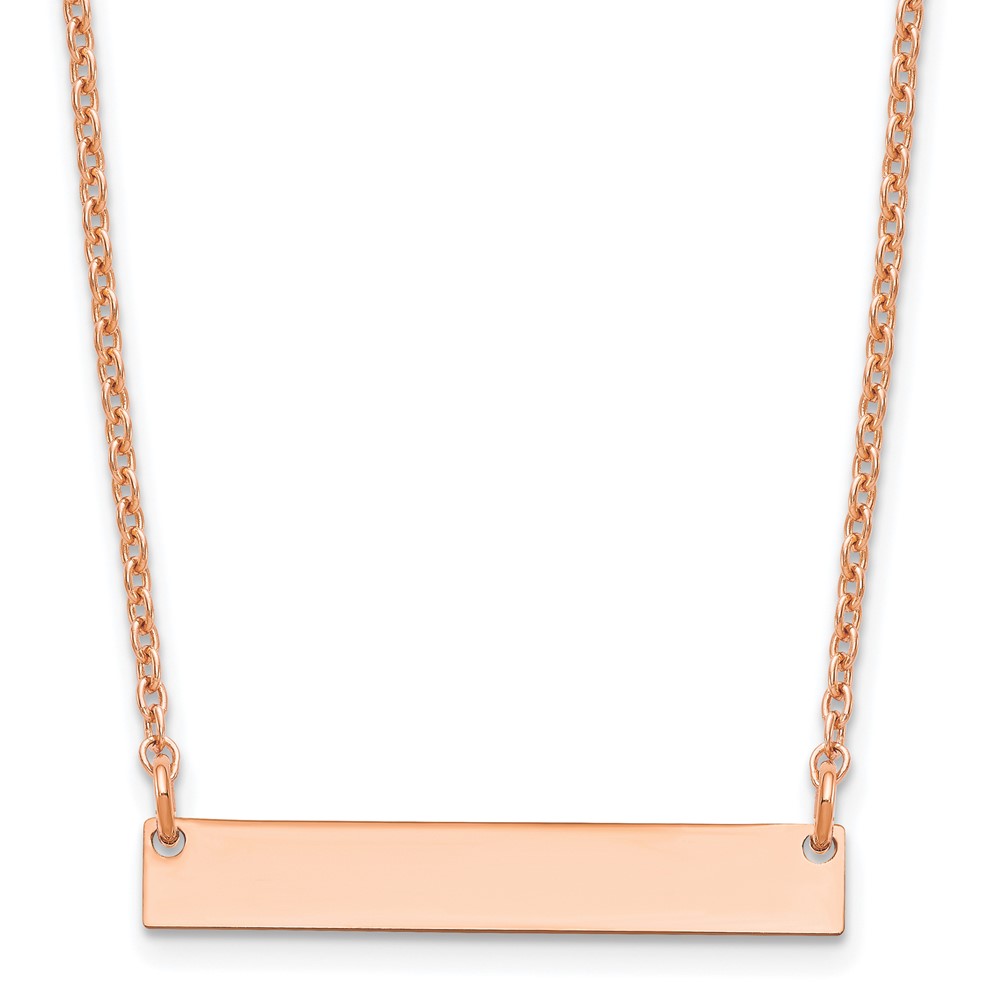 Sterling Silver Rose-plated Small Blank Bar Necklace