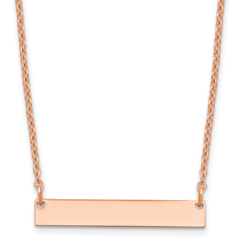 Sterling Silver Rose-plated Small Blank Bar Necklace