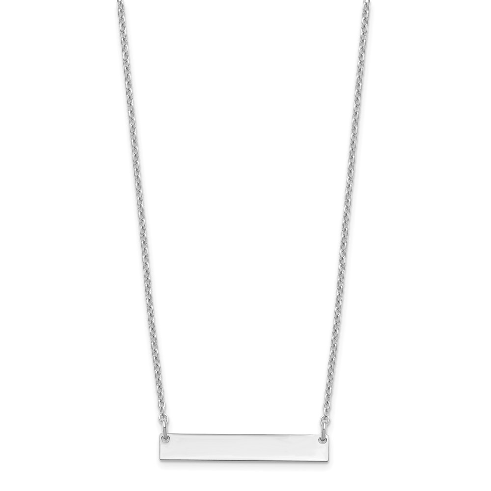 Sterling Silver/Rhodium-plated Small Blank Bar Necklace (XNA637SS)