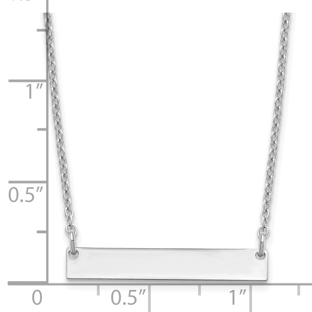 Sterling Silver/Rhodium-plated Small Blank Bar Necklace (XNA637SS)