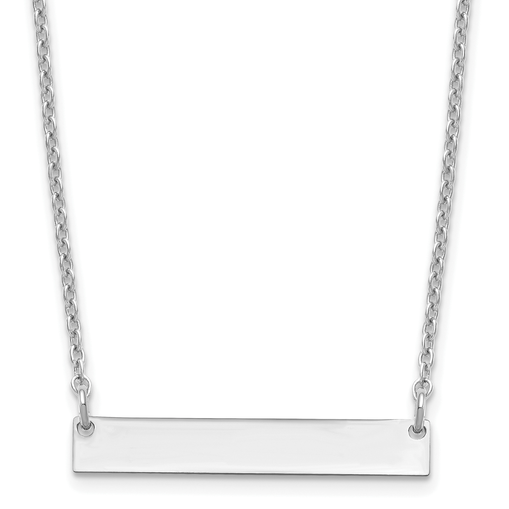 Sterling Silver/Rhodium-plated Small Blank Bar Necklace (XNA637SS)
