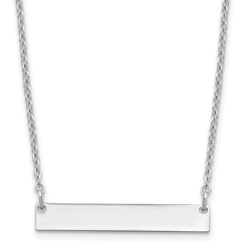 Sterling Silver Rhodium-plated Small Blank Bar Necklace