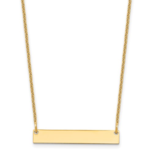 14K Yellow Gold Small Polished Blank Bar Necklace