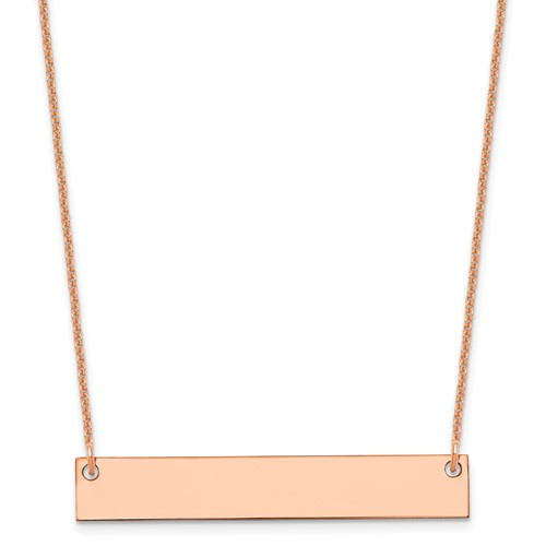 14K Rose Gold Medium Blank Bar Necklace