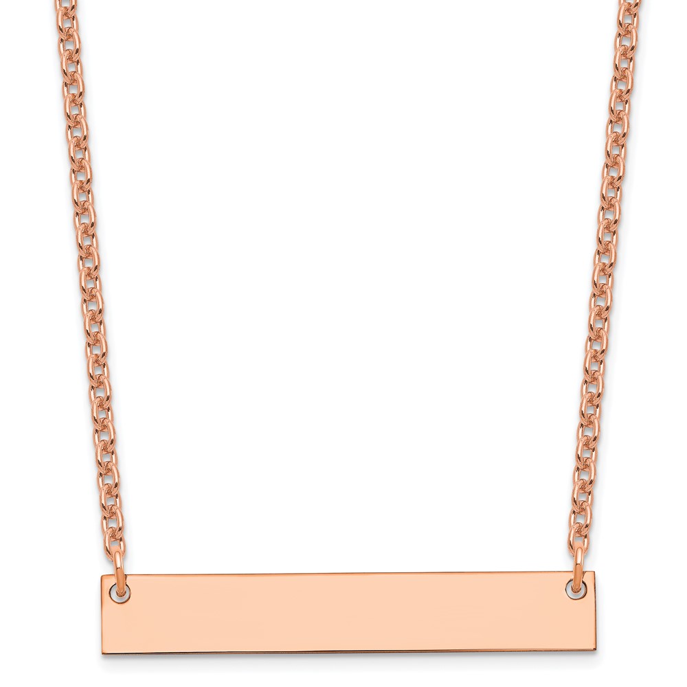 Sterling Silver Rose-plated Medium Blank Bar Necklace