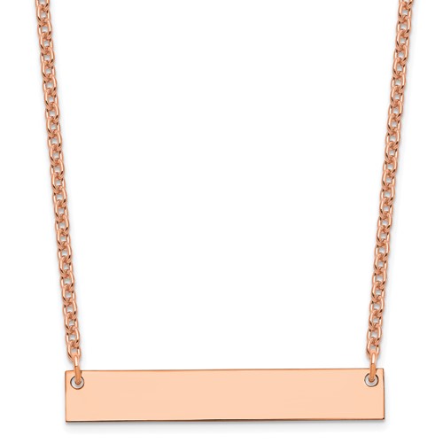 Sterling Silver Rose-plated Medium Blank Bar Necklace