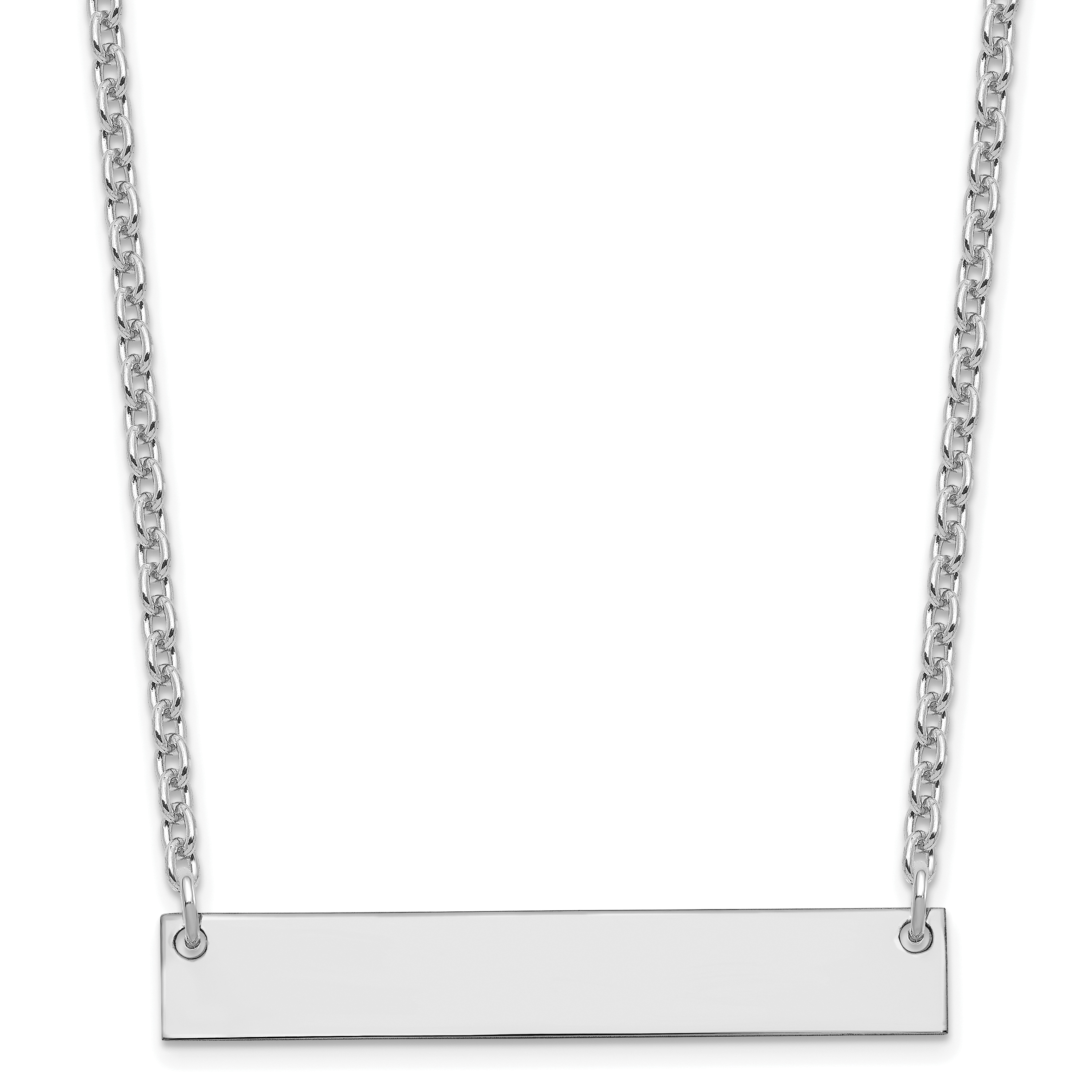 Sterling Silver/Rhodium-plated Medium Blank Bar Necklace (XNA638SS)