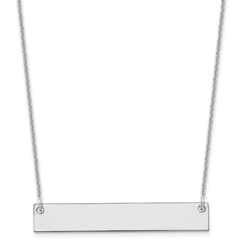 14K White Gold Medium Blank Bar Necklace
