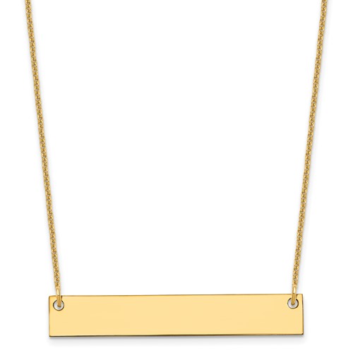 14K Yellow Gold Medium Blank Bar Necklace