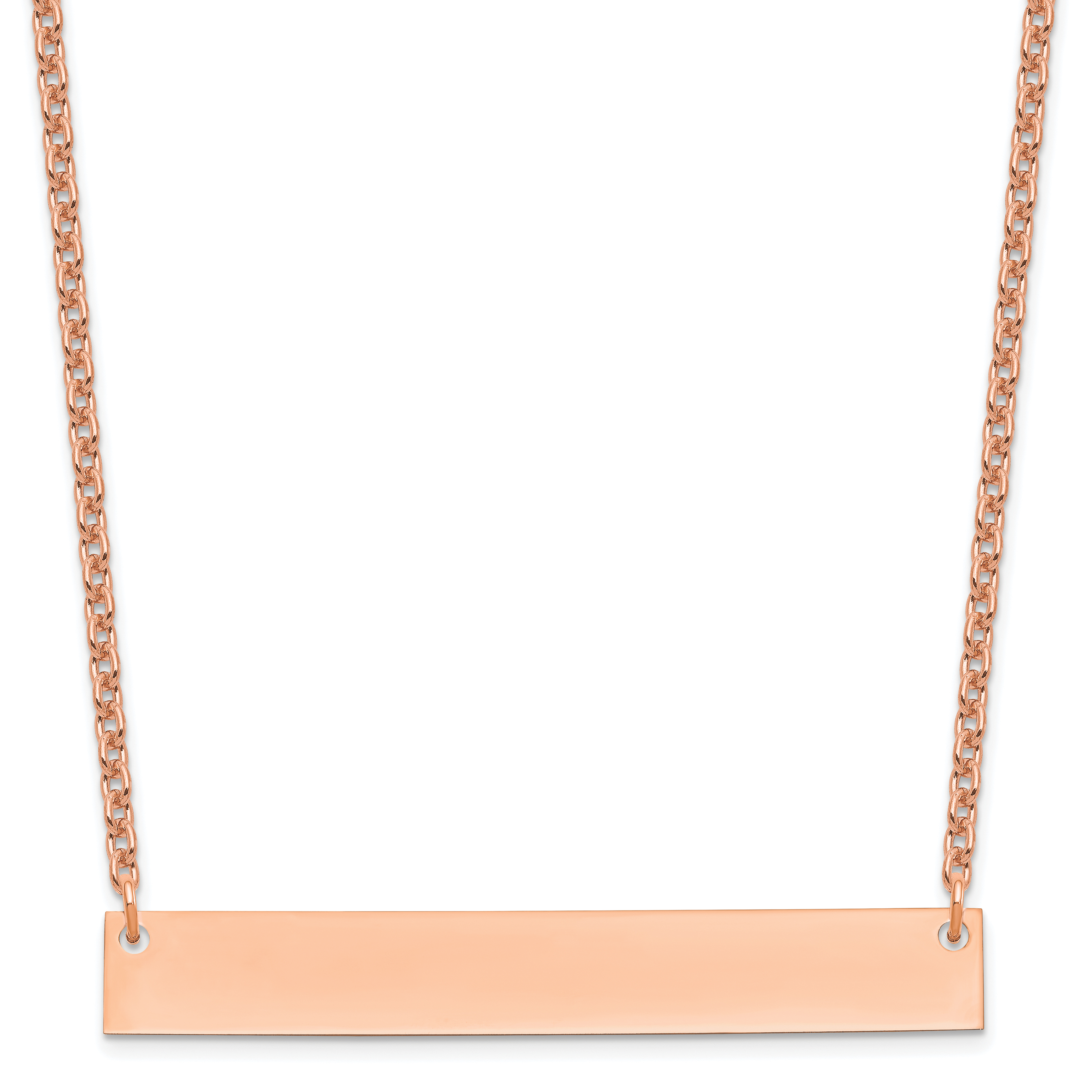 Sterling Silver/Rose-plated Large Blank Bar Necklace (XNA639RP)