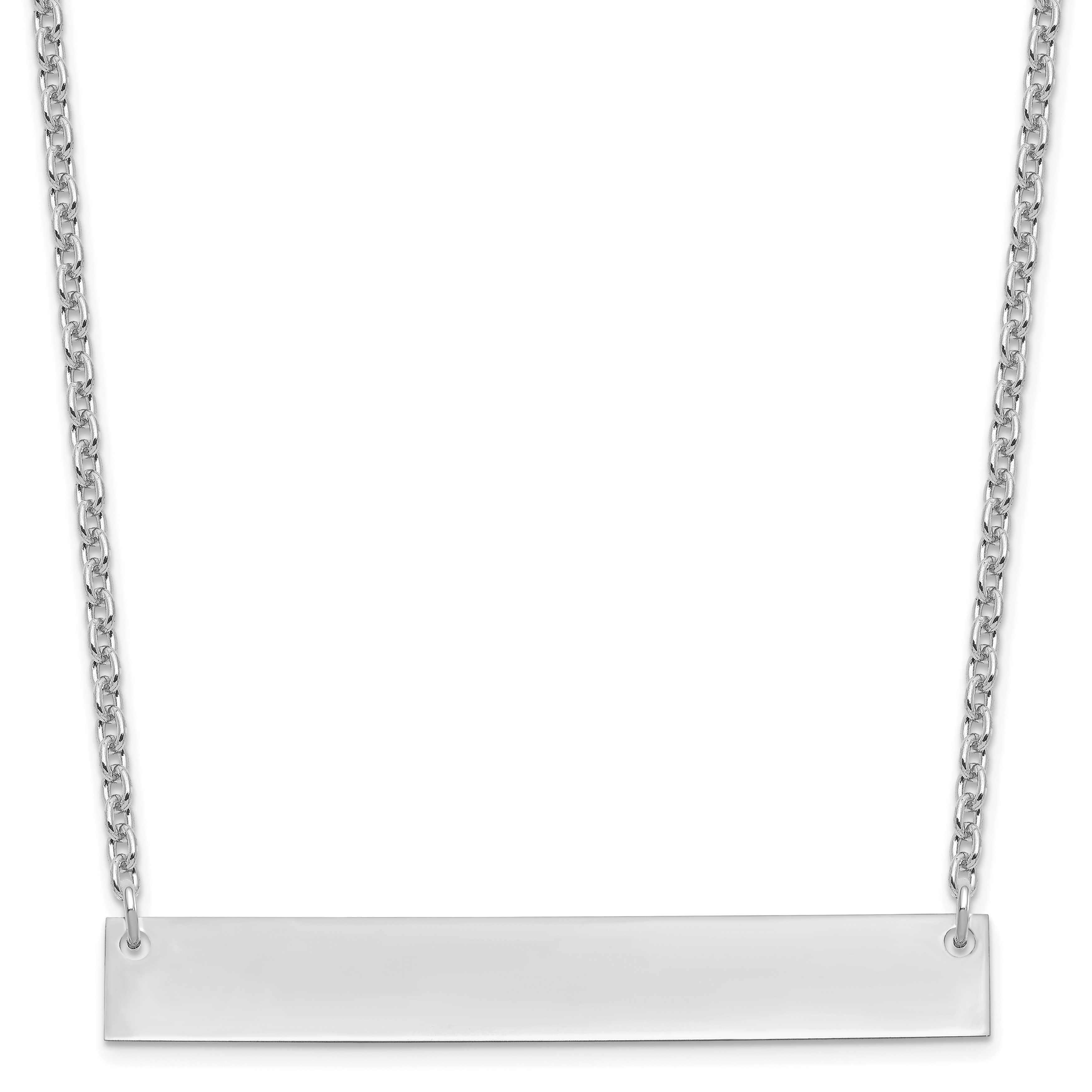 Sterling Silver/Rhodium-plated Large Blank Bar Necklace (XNA639SS)