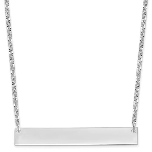 Sterling Silver Rhodium-plated Large Blank Bar Necklace