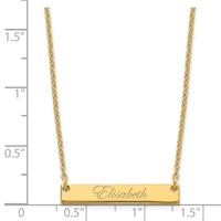 Sterling Silver Gold-plated Small Edwardian Script Bar Necklace view 3