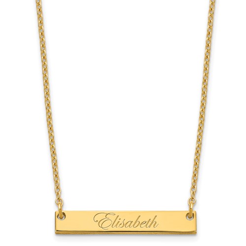 Sterling Silver Gold-plated Small Edwardian Script Bar Necklace