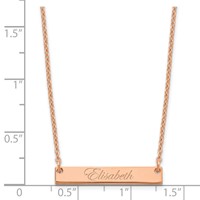Sterling Silver Rose-plated Small Edwardian Script Bar Necklace view 2