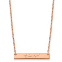 Sterling Silver Rose-plated Small Edwardian Script Bar Necklace view 1