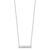 14K White Gold Small Edwardian Script Bar Necklace view 2