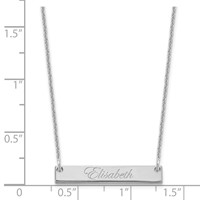 10K White Gold Small Edwardian Script Bar Necklace view 2
