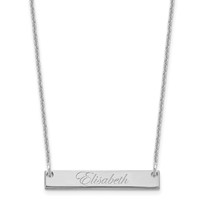 10K White Gold Small Edwardian Script Bar Necklace view 1