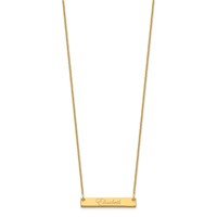 14K Yellow Gold Small Edwardian Script Bar Necklace view 2