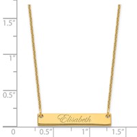 14K Yellow Gold Small Edwardian Script Bar Necklace view 3