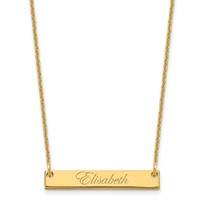 14K Yellow Gold Small Edwardian Script Bar Necklace view 1