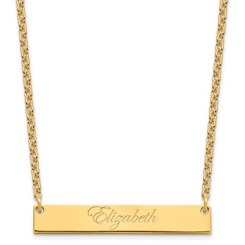 SS Gold-plated Medium Edwardian Script Bar Necklace