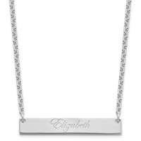 SS Rhodium-plated Medium Edwardian Script Bar Necklace view 1
