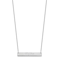 14K White Gold Medium Edwardian Scrript Bar Necklace view 2