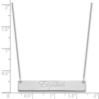 10K White Gold Medium Edwardian Script Bar Necklace view 2