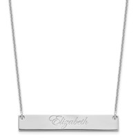 10K White Gold Medium Edwardian Script Bar Necklace view 1