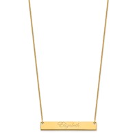 14K Yellow Gold Medium Edwardian Script Bar Necklace view 2
