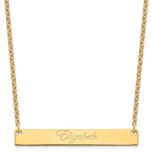 Sterling Silver Gold-plated Large Edwardian Script Bar Necklace