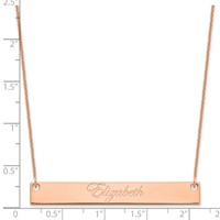 14K Rose Gold Large Edwardian Script Bar Necklace view 2