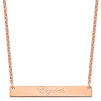 Sterling Silver Rose-plated Large Edwardian Script Bar Necklace view 1