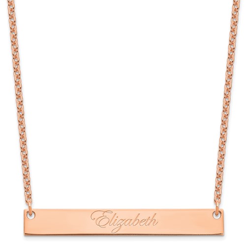 Sterling Silver Rose-plated Large Edwardian Script Bar Necklace