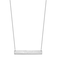14K White Gold Large Edwardian Script Bar Necklace view 2