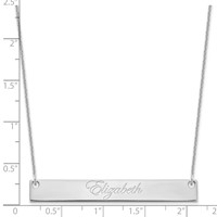 14K White Gold Large Edwardian Script Bar Necklace view 3