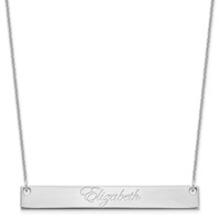 14K White Gold Large Edwardian Script Bar Necklace view 1