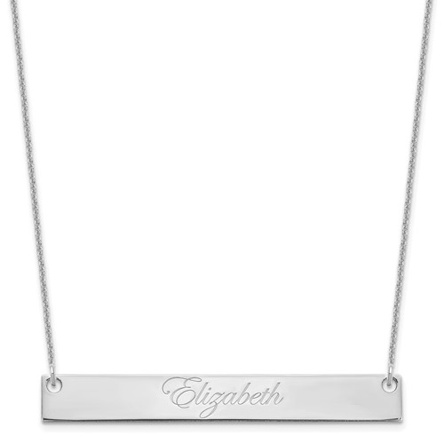 10k White Gold Large EDWARDIAN SCRIPT Bar Necklace