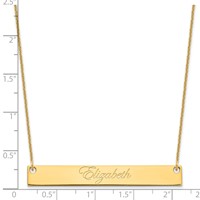 14K Yellow Gold Large Edwardian Script Bar Necklace view 3