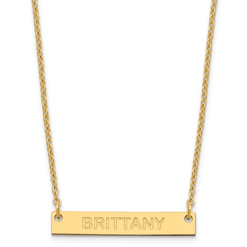 SS Gold-plated Small Capitalized Arial Rounded Bar Necklace