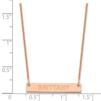 14K Rose Gold Small Capitalized Arial Rounded Bar Necklace view 2
