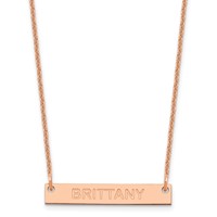 14K Rose Gold Small Capitalized Arial Rounded Bar Necklace view 1