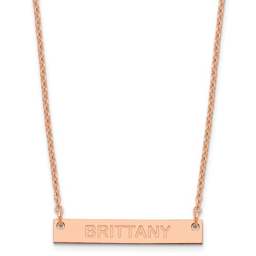 SS Rose-plated Small Capitalized Arial Rounded Bar Necklace