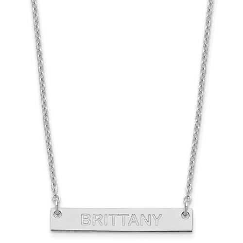 SS Rhod-plated Small Capitalized Arial Rounded Bar Necklace