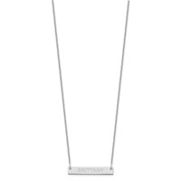 14K White Gold Small Capitalized Arial Rounded Bar Necklace view 2