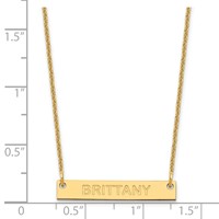 14K Yellow Gold Small Capitalized Arial Rounded Bar Necklace view 3
