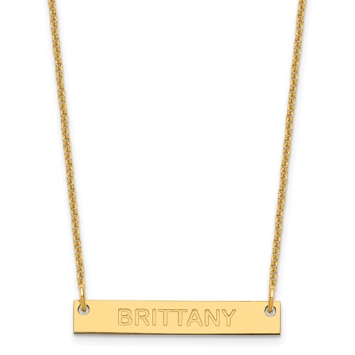 14K Yellow Gold Small Capitalized Arial Rounded Bar Necklace