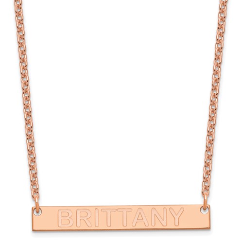 SS Rose-plated Medium Capitalized Arial Rounded Bar Necklace